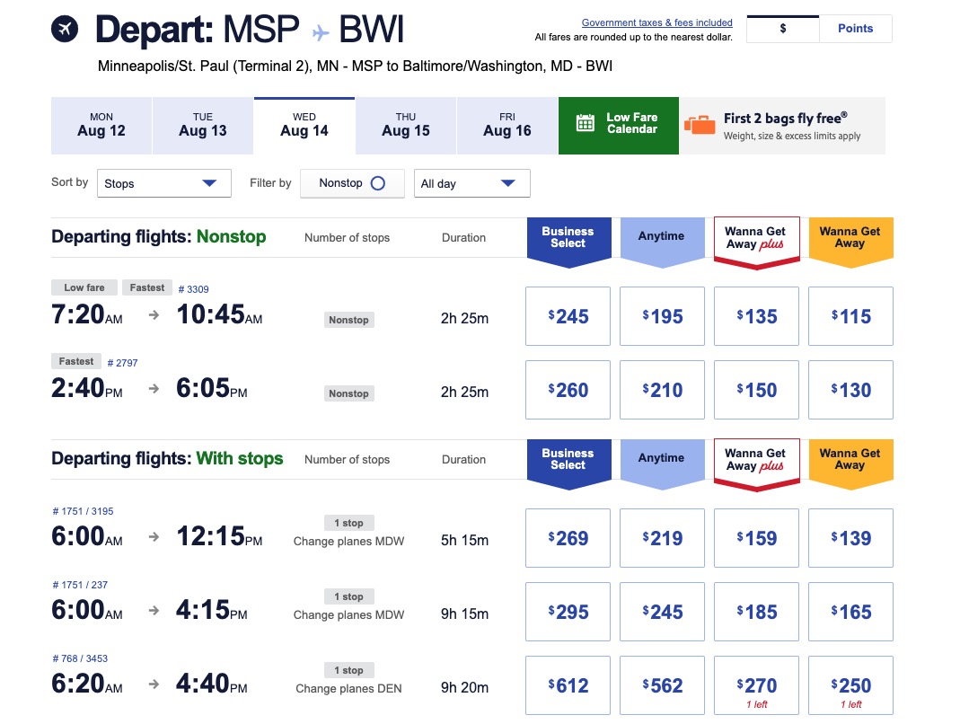 Southwest new searches